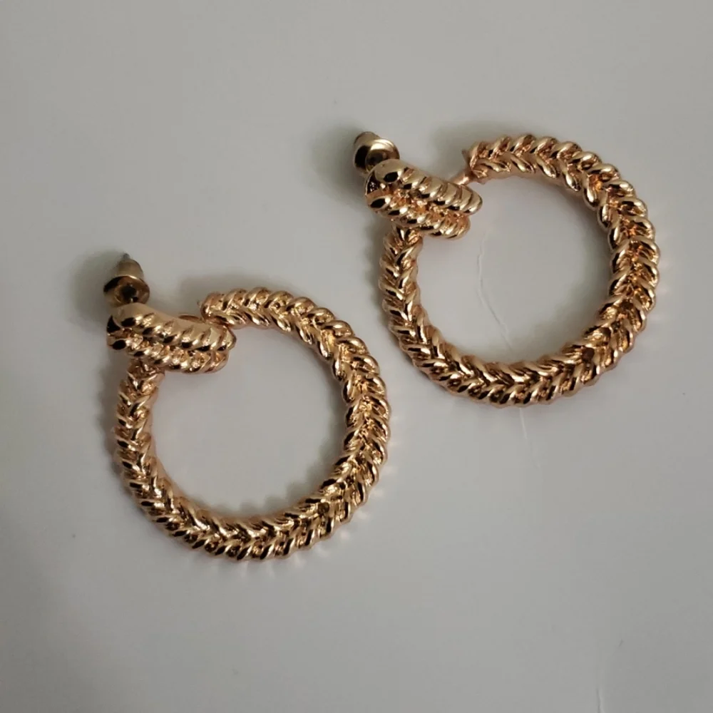 Braided gold hoop Fashion  earrings